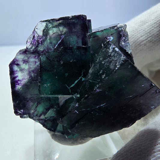 Seltene Phantom Fluorit Würfel Stufe zonal grün lila Okorusu, Namibia 37*37*29mm