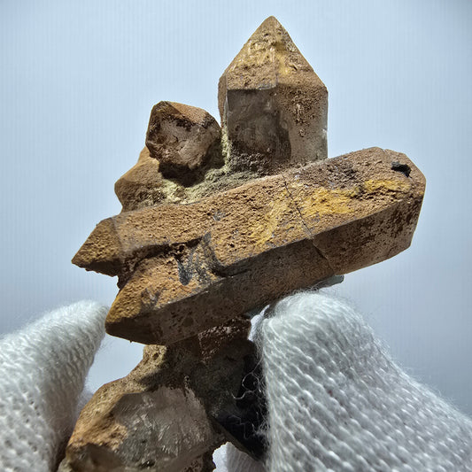 Phantom Fluorit Würfel, Eisen Rauchquarz DT Stufe Erongo, Namibia 48*32*16mm