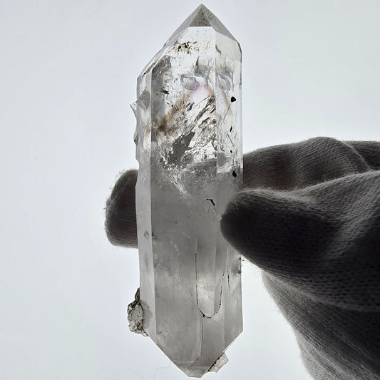 Sceptre DT en quartz fumé squelette Enhydro, 1x Bubble Streep Mine, Namibie 80 x 26 x 26 mm 