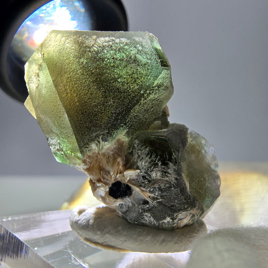 Cube de fluorite fantôme, spécimen hexagonal de tourmaline muscovite Schorl, Erongo, Namibie, 33 x 21 x 19 mm 