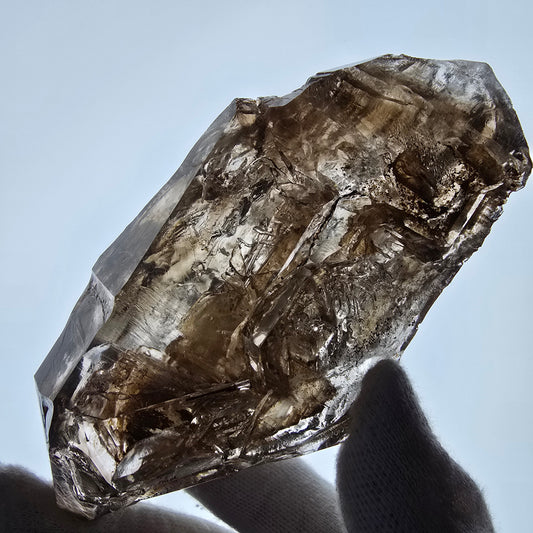 Sceptre DT en quartz fumé squelette Enhydro, 1x pochette Saint-Valentin à bulles, Namibie 126 x 59 x 39 mm 