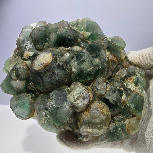 Cube de fluorite fantôme XL hexagonal à gradins zonal Erongo, Namibie 142 x 110 x 41 mm 