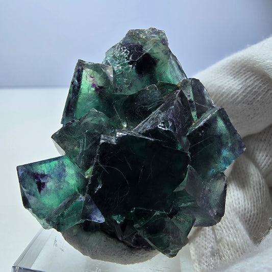 Seltene Phantom Fluorit Würfel Stufe zonal grün lila Okorusu, Namibia 41*33*30mm