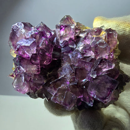 Seltene Phantom Fluorit Würfel Stufe, lila grün Okorusu Namibia 72*50*27mm