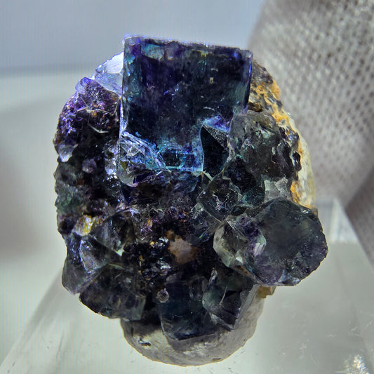 Seltene Phantom Fluorit Würfel Stufe zonal grün lila Okorusu, Namibia 23*21*13mm