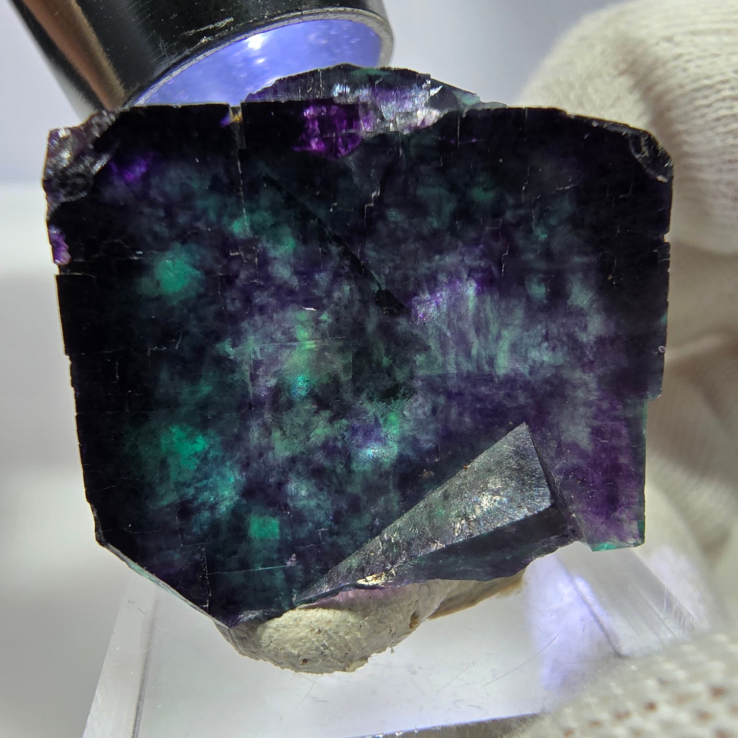 Rare Phantom Fluorite Cube Specimen zonal green purple Okorusu, Namibia 34*33*19mm 