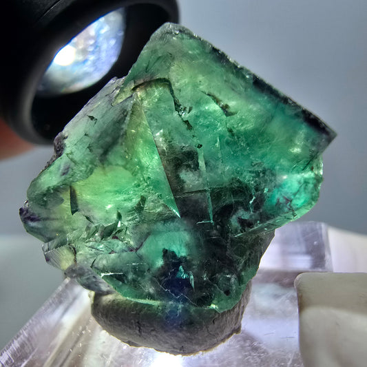 Phantom Fluorit Würfel Stufe, parkettiert grün lila Okorusu, Namibia 24*22*14mm