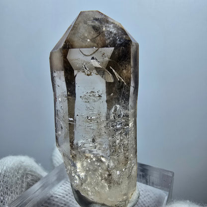 Pointe de quartz fumé Enhydro Phantom, 1x Bubble Goboboseb, Namibie 39*16*16mm 