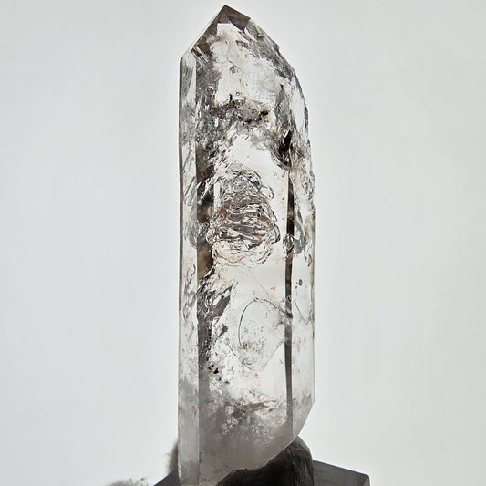 Sceptre squelette en quartz fumé Enhydro, 4 bulles (2 grandes), poche Saint-Valentin, Namibie 72 x 20 x 14 mm 