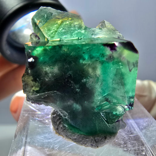 Phantom Fluorit Würfel Stufe, grün lila Okorusu, Namibia 30*20*12mm