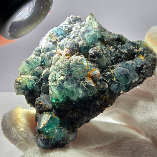 Cube de fluorite fantôme zonal, spécimen de tourmaline Schorl, Erongo, Namibie, 59 x 47 x 23 mm 