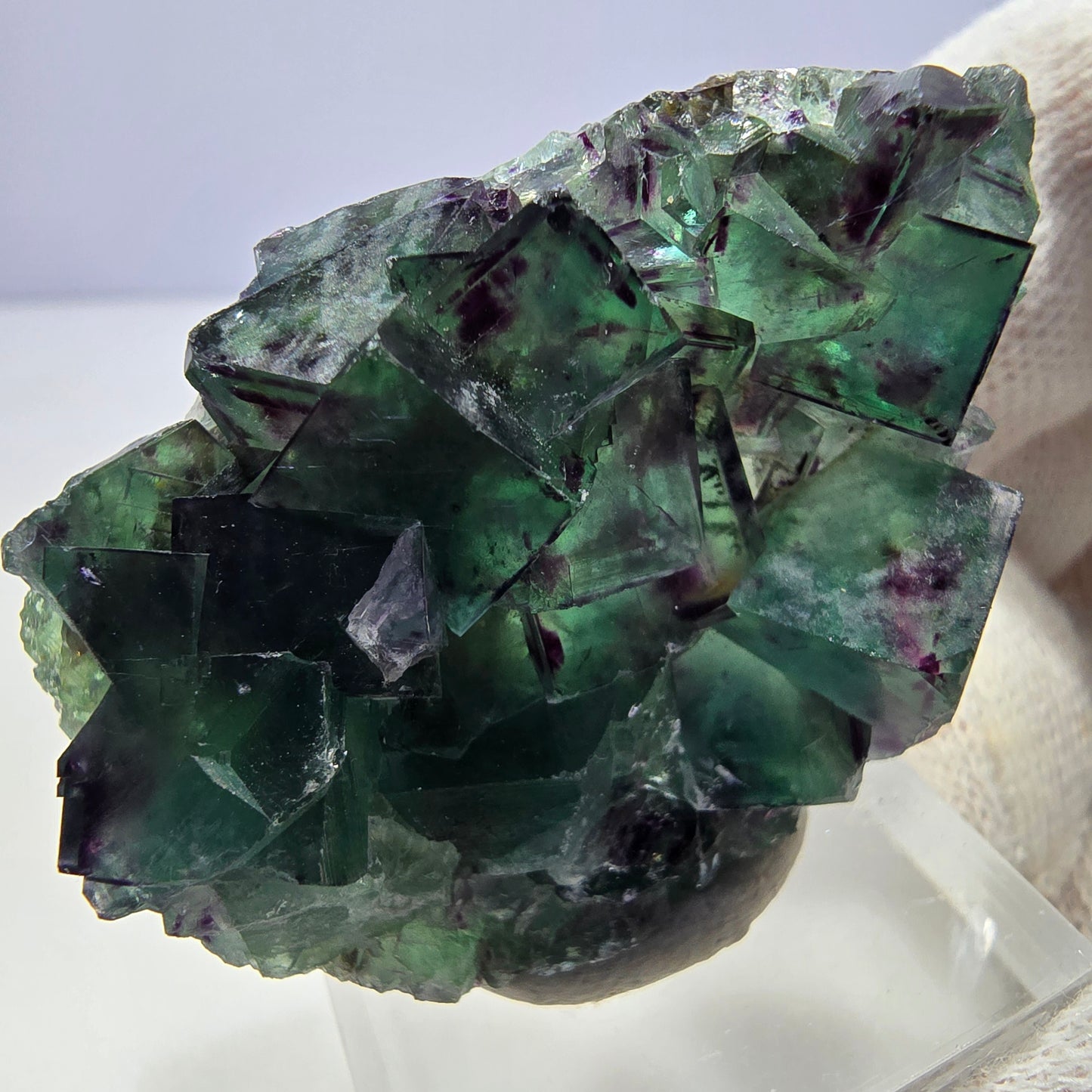 Clear Phantom Fluorite Cube Specimen zonal green purple Okorusu, Namibia 45*31*13mm 