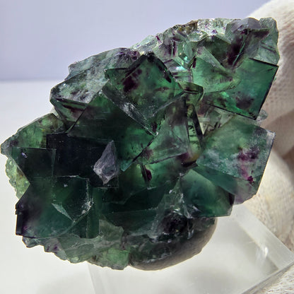 Clear Phantom Fluorite Cube Specimen zonal green purple Okorusu, Namibia 45*31*13mm 