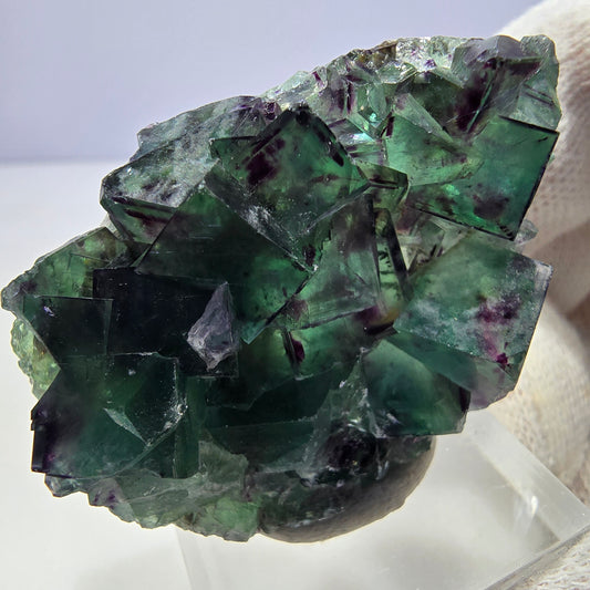 Klare Phantom Fluorit Würfel Stufe zonal grün lila Okorusu, Namibia 45*31*13mm