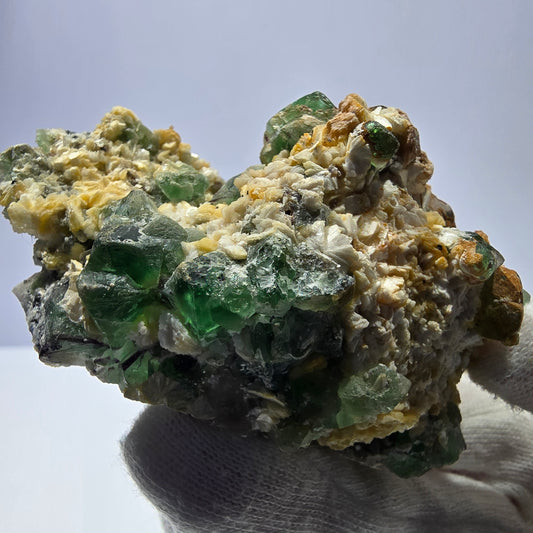 Fluorite fantôme Schörl Tourmaline Muskovite Hyalite Stage Erongo, Namibie 78*45*42mm 