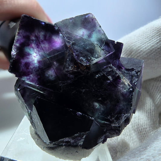 Seltene Phantom Fluorit Würfel Stufe zonal grün lila Okorusu, Namibia 41*34*21mm