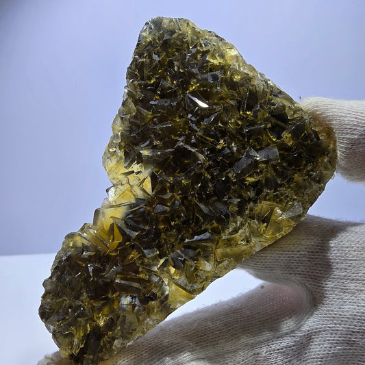 Grand spécimen de cube de fluorite fantôme, poche jaune miel, Okorusu, Namibie, 98 x 80 x 16 mm 
