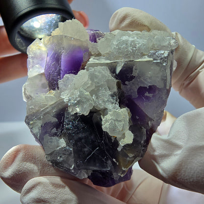 Rare cube de fluorite fantôme, spécimen de quartz violet Okorusu, Namibie, 53 x 42 x 24 mm 