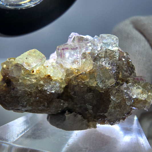 Spécimen zonal de cube de fluorite fantôme, vert violet, Okorusu, Namibie 35 x 22 x 19 mm 