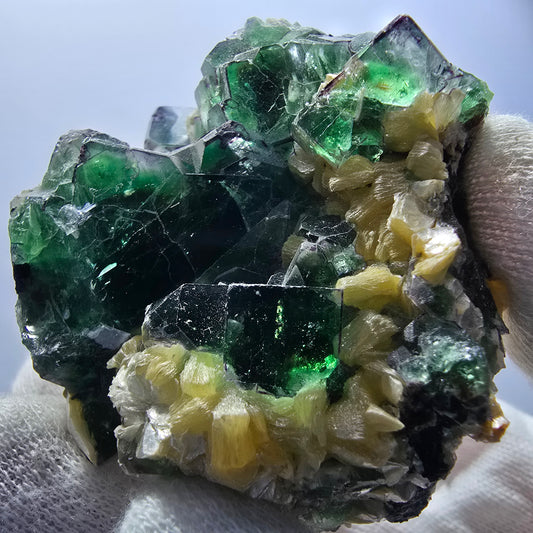 Phantom Fluorit zonal Schörl Turmalin Muskovit Hyalit Erongo, Namibia 75*67*50mm