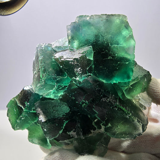 Grand cube de fluorite fantôme étagé, vert Okorusu, Namibie 96 x 73 x 34 mm 