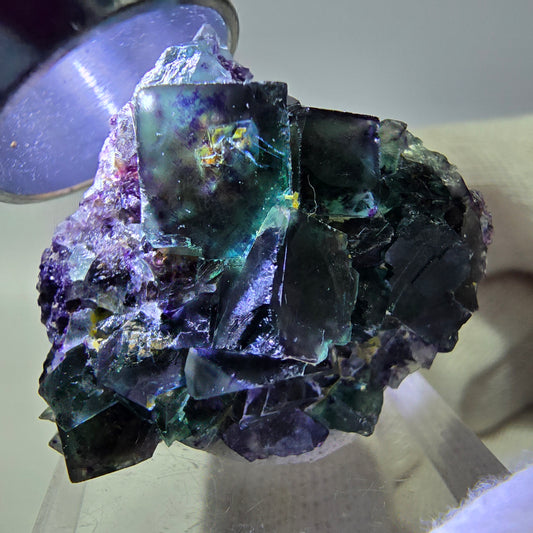Spécimen zonal de cube de fluorite fantôme, vert violet, Okorusu, Namibie 32 x 30 x 19 mm 