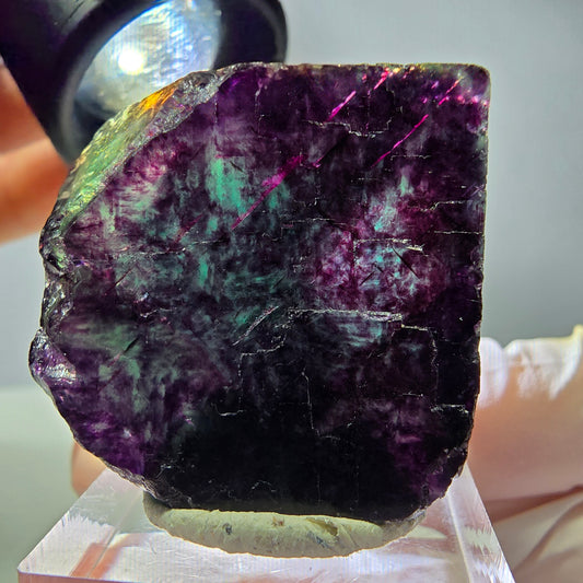 Rare cube de fluorite fantôme parqueté vert violet Okorusu Namibie 31*30*25mm 