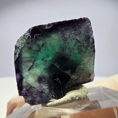 Rare cube de fluorite fantôme parqueté vert violet Okorusu Namibie 23*21*13mm 