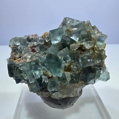 Klare Phantom Fluorit Würfel, Quarz Stufe Okorusu, Namibia 63*41*31mm