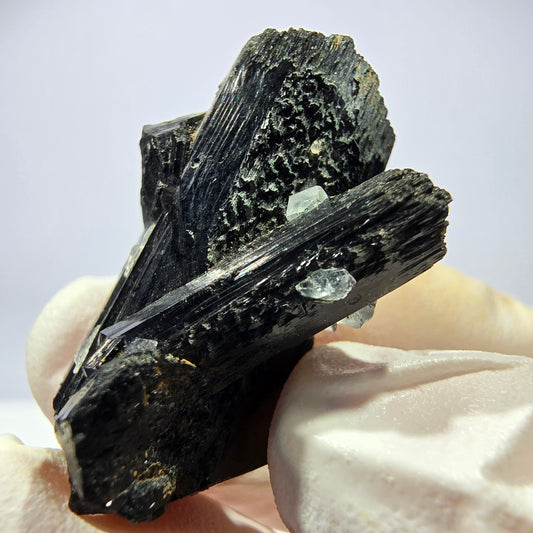 Rare spécimen de tourmaline Schorl et de fluorite cubique, Erongo, Namibie, 32 x 21 x 14 mm 