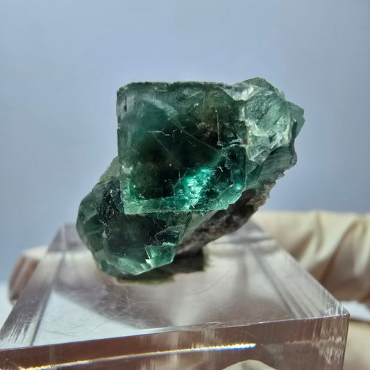 Rare spécimen de cube de fluorite fantôme, vert Okorusu, Namibie 25 x 14 x 12 mm 
