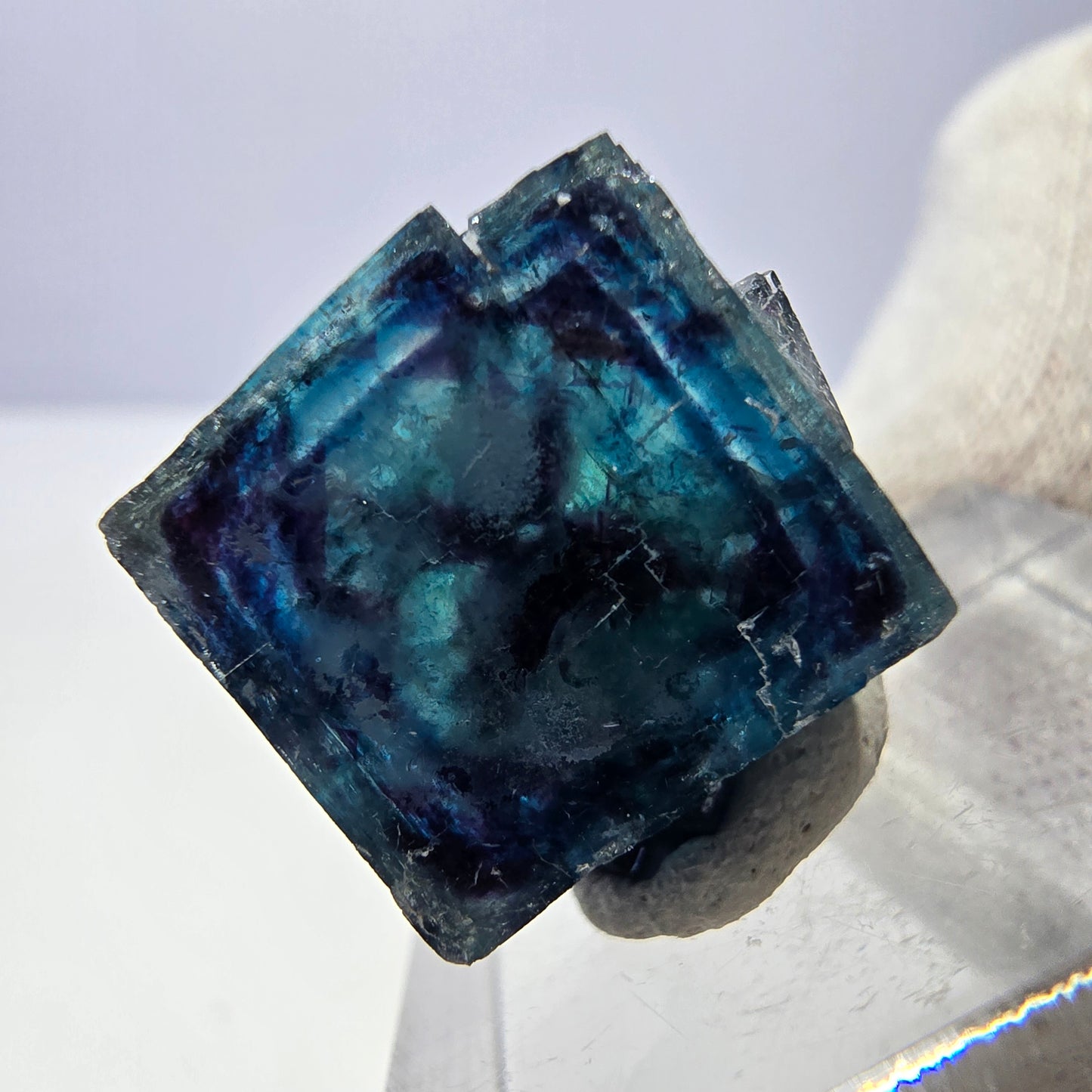 Phantom Fluorite Cube Specimen, Zonal - New Find! Okorusu, Namibia 18*17*10mm 