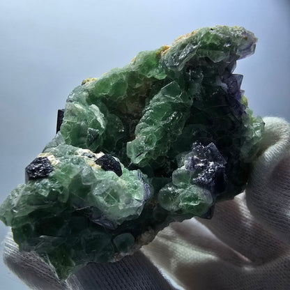 Cube de fluorite fantôme zonal, spécimen de muscovite, Erongo, Namibie, 63 x 50 x 43 mm 