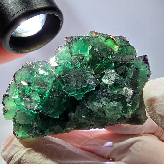 Spécimen de cube de fluorite fantôme, parqueté, zonal Okorusu, Namibie 51*34*28mm 