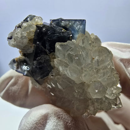 Rare cube de fluorite fantôme, spécimen de quartz vert violet Okorusu Namibie 34*28*25mm 