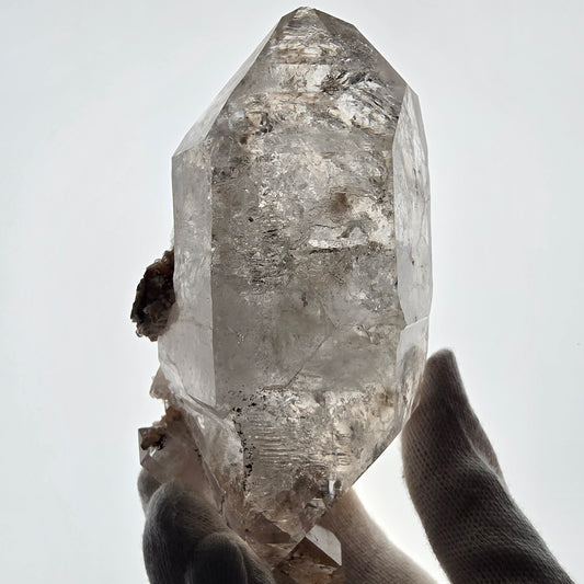 Sceptre DT Enhydro Skeleton Smoky Quartz, 2 gobos de poche Bubble Valentine. Namibie 126 x 66 x 50 mm 
