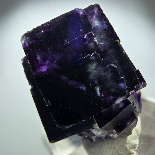Spécimen rare de cube de fluorite fantôme, vert-violet zonal, Okorusu, Namibie, 24 x 23 x 19 mm 