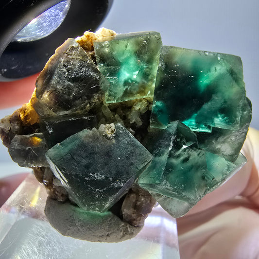 Phantom Fluorit Würfel, Quarz Stufe, grün Okorusu, Namibia 39*32*13mm