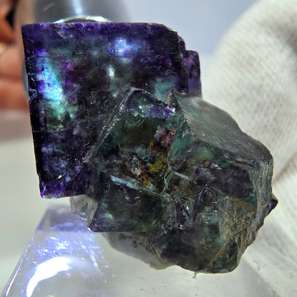 Seltene Phantom Fluorit Würfel Stufe zonal grün lila Okorusu, Namibia 31*23*19mm