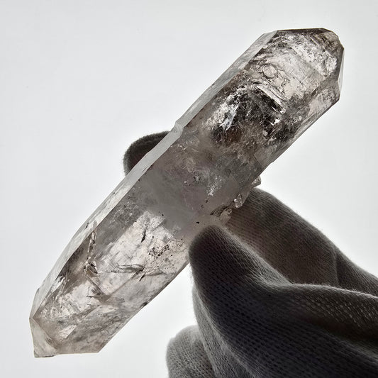 Sceptre DT Enhydro Skeleton Smoky Quartz, 6 gobos de poche Bubble Valentine. Namibie 113 x 26 x 25 mm 