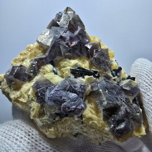 Bunte Phantom Fluorit Würfel Schörl Turmalin Muskovit Erongo, Namibia 53*45*21mm