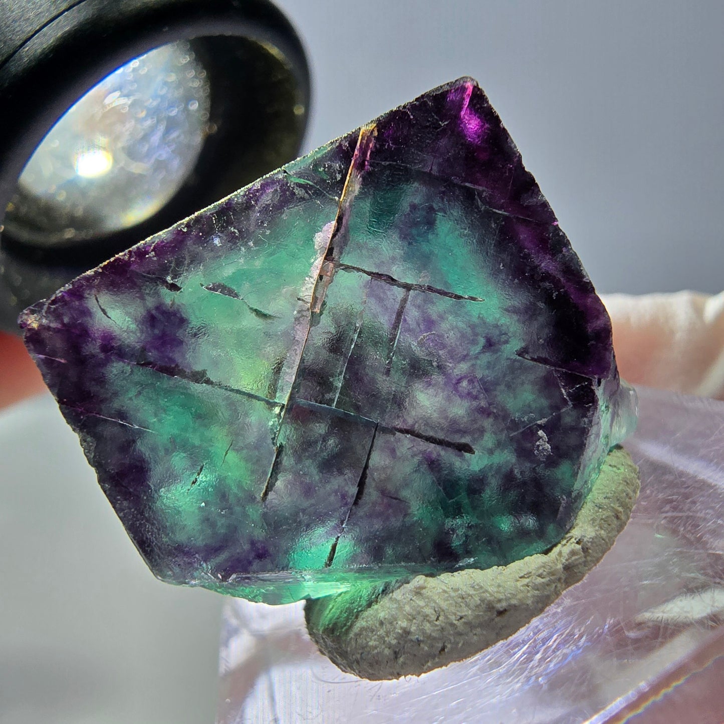 Phantom Fluorit Würfel parkettiert, grün lila Okorusu, Namibia 22*18*12mm