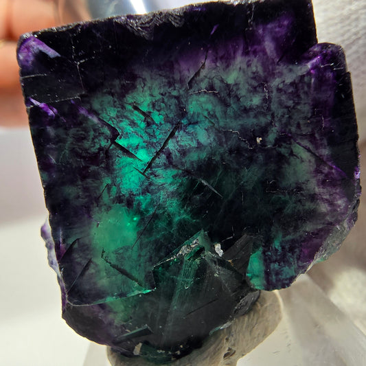 Klare Phantom Fluorit Würfel Stufe zonal grün lila Okorusu, Namibia 37*32*29mm
