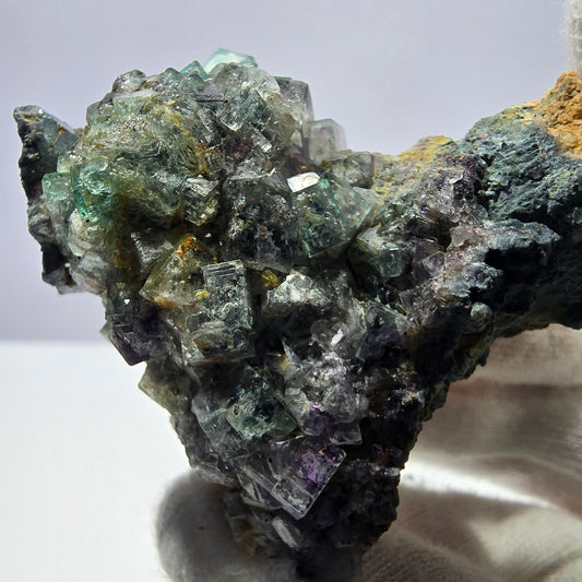 Cube de fluorite fantôme zonal, spécimen d'orthose, Erongo, Namibie, 61 x 50 x 32 mm 
