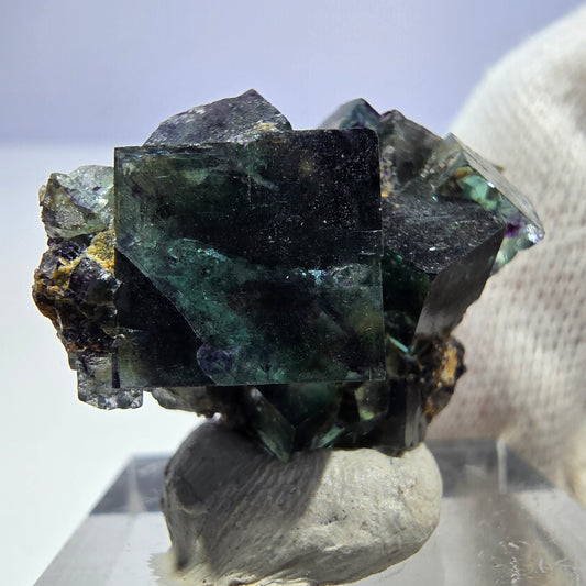 Klare Phantom Fluorit Würfel Stufe zonal grün lila Okorusu, Namibia 28*24*15mm