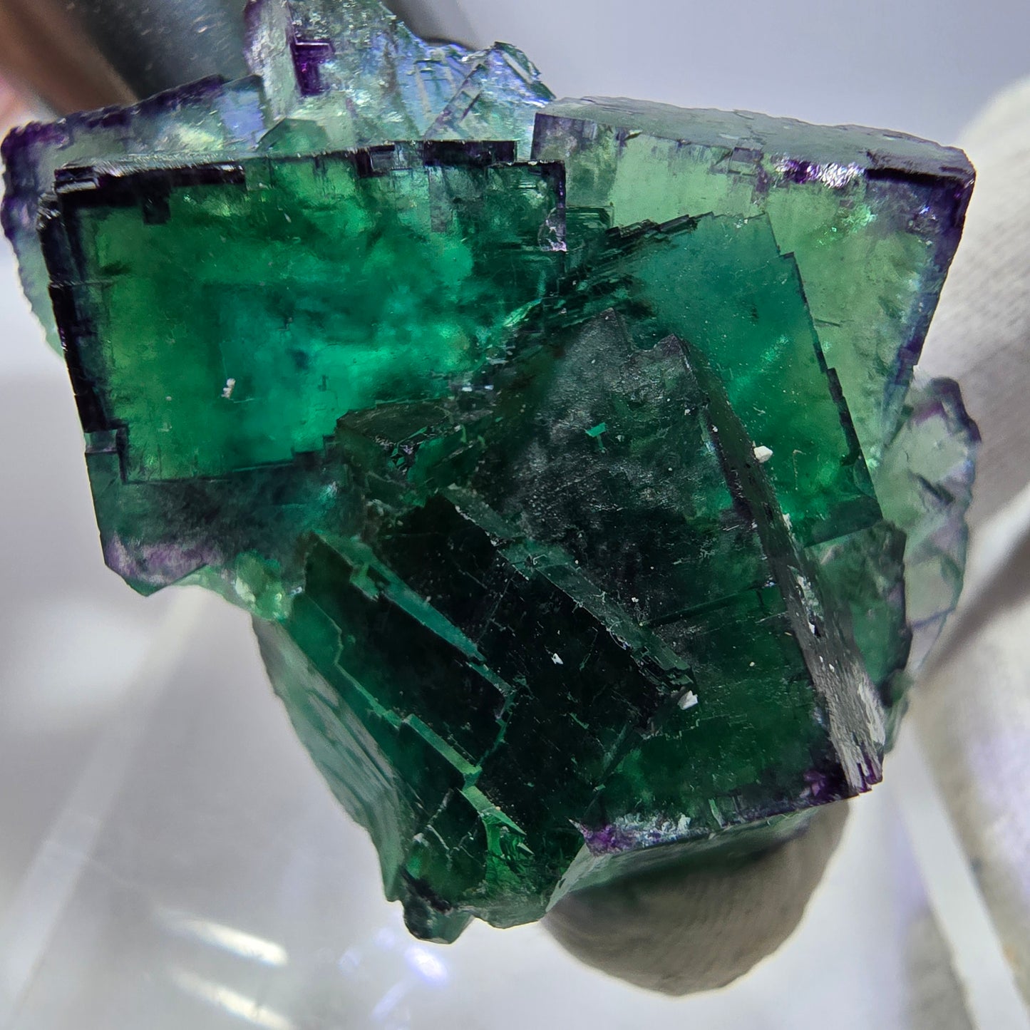 Rare Phantom Fluorite Cube Specimen zonal green purple Okorusu, Namibia 47*33*21mm 