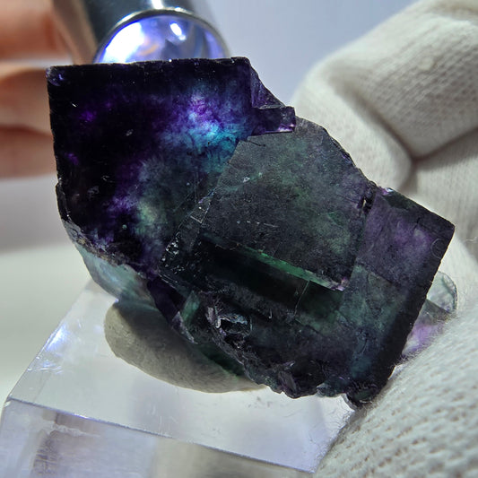 Klare Phantom Fluorit Würfel Stufe zonal grün lila Okorusu, Namibia 41*24*21mm