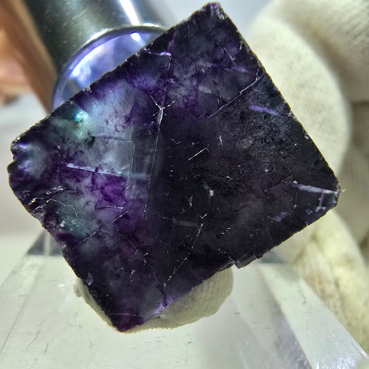 Seltener Phantom Fluorit Würfel, zonal grün lila Okorusu, Namibia 26*25*18mm