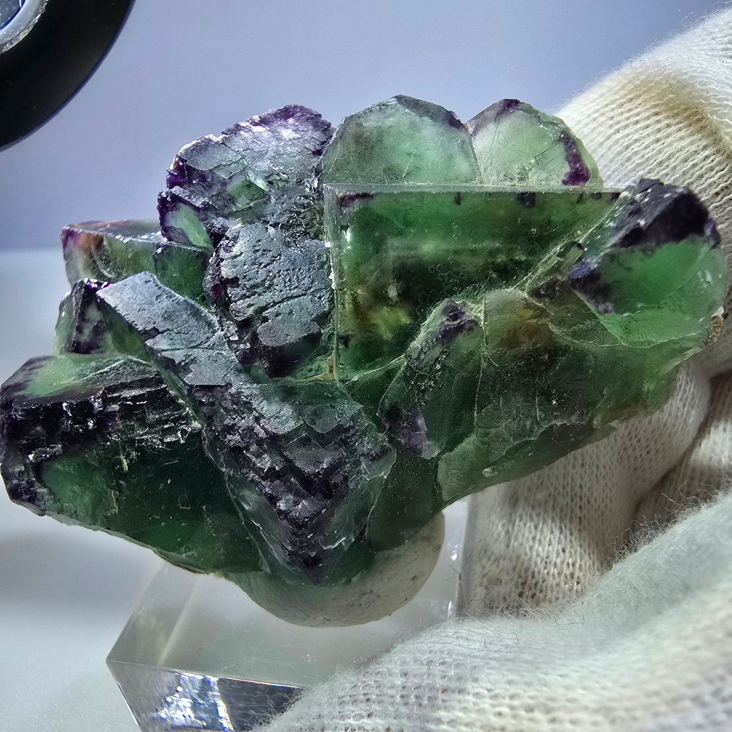 Seltene Phantom Fluorit Würfel Stufe zonal grün lila Okorusu, Namibia 61*41*27mm