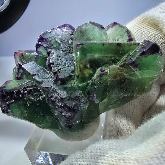 Seltene Phantom Fluorit Würfel Stufe zonal grün lila Okorusu, Namibia 61*41*27mm